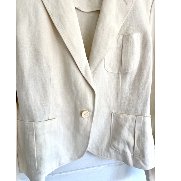 RALPH LAUREN BLUE LABEL Ivory Linen Single Button Blazer - Made In Italy - 12 - Picture 2 of 13